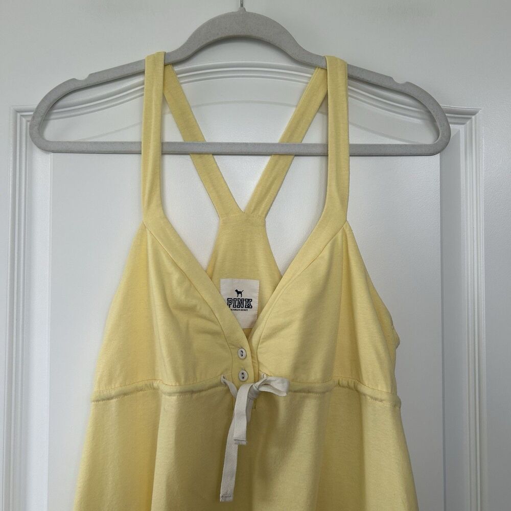 Y2K Victorias Secret PINK Knit Pastel Yellow Babydoll Sun Dress Mini Fairy Sz M